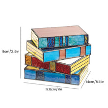 Ladda upp bild till gallerivisning, đLampa med staplade böcker i mĂ„lat glas