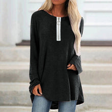 Ladda upp bild till gallerivisning, T-shirt med rund hals med dragkedja