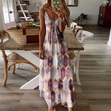 Ladda upp bild till gallerivisning, Geometriska tryckta ärmlösa klänningar för kvinnor