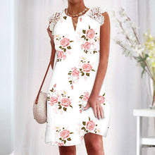Ladda upp bild till gallerivisning, Tryckt panel spets ärmlös tankklänning