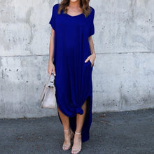 Ladda upp bild till gallerivisning, V-ringad klänning med slitsar och fickor