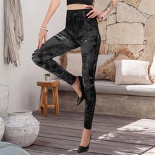 Ladda upp bild till gallerivisning, Sportleggings med hög midja i denimlook