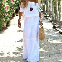 Ladda upp bild till gallerivisning, Moderiktig maxi off shoulder kortärmad klänning