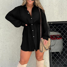 Ladda upp bild till gallerivisning, Enfärgad långärmad skjorta jumpsuit