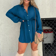 Ladda upp bild till gallerivisning, Enfärgad långärmad skjorta jumpsuit