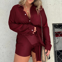 Ladda upp bild till gallerivisning, Enfärgad långärmad skjorta jumpsuit