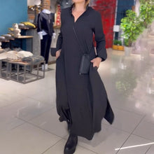 Ladda upp bild till gallerivisning, Lång lös klänning med sidoslits och slag