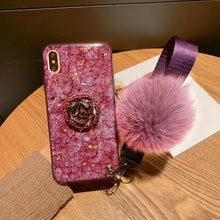 Ladda upp bild till gallerivisning, Hair Ball Airbag Bracket Holder Diamond iPhone Case