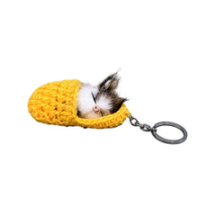 Ladda upp bild till gallerivisning, Söt sovande kattunge nyckelring