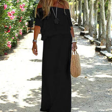 Ladda upp bild till gallerivisning, Moderiktig maxi off shoulder kortärmad klänning