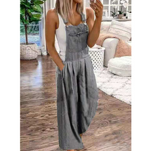 Ladda upp bild till gallerivisning, Casual denimficka jumpsuit med vida ben