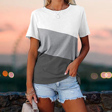 Ladda upp bild till gallerivisning, Colorblock casual kortärmad T-shirt med rund hals