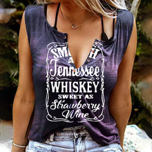 Ladda upp bild till gallerivisning, Bokstavstryck ögla ärmlös blus med skårad hals