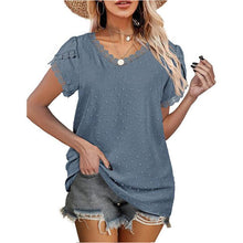 Ladda upp bild till gallerivisning, T-shirt i spets med V-ringad panel