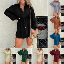 Ladda upp bild till gallerivisning, Enfärgad långärmad skjorta jumpsuit