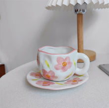 Ladda upp bild till gallerivisning, HandmÄlad kreativ kaffemugg, keramisk tekopp och fatset