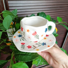 Ladda upp bild till gallerivisning, HandmÄlad kreativ kaffemugg, keramisk tekopp och fatset