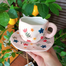 Ladda upp bild till gallerivisning, HandmÄlad kreativ kaffemugg, keramisk tekopp och fatset