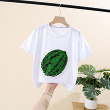 Ladda upp bild till gallerivisning, 2022 ny vattenmelon t-shirt med föränderliga paljetter