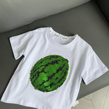 Ladda upp bild till gallerivisning, 2022 ny vattenmelon t-shirt med föränderliga paljetter