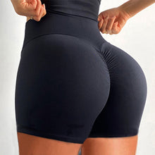 Ladda upp bild till gallerivisning, Höfthöjande, veckade fitnessyogashorts med hög midja