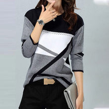 Ladda upp bild till gallerivisning, Kontrasttryck långärmad T-shirt med rund hals