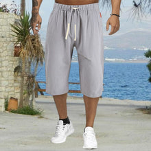 Ladda upp bild till gallerivisning, Sommar mäns casual enfärgade cropped byxor