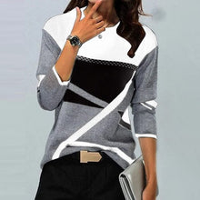 Ladda upp bild till gallerivisning, Kontrasttryck långärmad T-shirt med rund hals