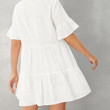 Ladda upp bild till gallerivisning, Enfärgad klänning med V-ringad