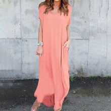 Ladda upp bild till gallerivisning, V-ringad klänning med slitsar och fickor