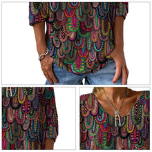 Ladda upp bild till gallerivisning, Kvinnors V-ringad lös T-shirt med nya modetryck