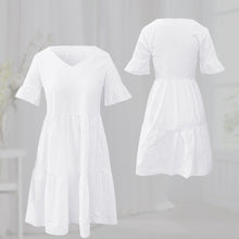 Ladda upp bild till gallerivisning, Enfärgad klänning med V-ringad