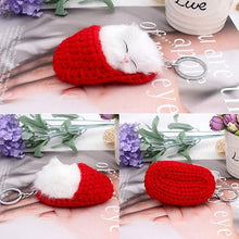 Ladda upp bild till gallerivisning, Söt sovande kattunge nyckelring