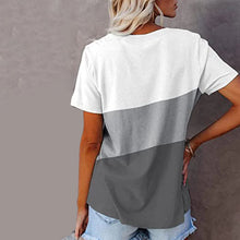 Ladda upp bild till gallerivisning, Colorblock casual kortärmad T-shirt med rund hals