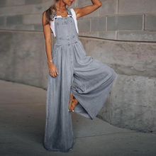 Ladda upp bild till gallerivisning, Casual denimficka jumpsuit med vida ben