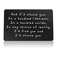Ladda upp bild till gallerivisning, "And I'd choose you" Graverat plånbokskort i metall