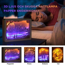 Ladda upp bild till gallerivisning, 3D ljus och skugga nattlampa papperssnideri konst