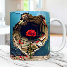 Ladda upp bild till gallerivisning, 3D-effekt bokhylla kaffemugg