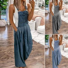 Ladda upp bild till gallerivisning, Casual denimficka jumpsuit med vida ben