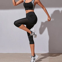 Ladda upp bild till gallerivisning, Yogabyxor i mesh med fickor