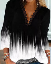 Ladda upp bild till gallerivisning, Långärmad topp med spetshalstryck