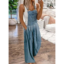 Ladda upp bild till gallerivisning, Casual denimficka jumpsuit med vida ben
