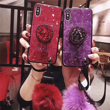 Ladda upp bild till gallerivisning, Hair Ball Airbag Bracket Holder Diamond iPhone Case