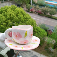 Ladda upp bild till gallerivisning, HandmÄlad kreativ kaffemugg, keramisk tekopp och fatset