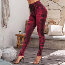 Ladda upp bild till gallerivisning, Sportleggings med hög midja i denimlook