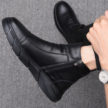 Ladda upp bild till gallerivisning, Svarta Läderstövlar för Män i Brittisk Stil