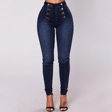 Ladda upp bild till gallerivisning, Dubbelknäppta skinny-jeans med hög midja