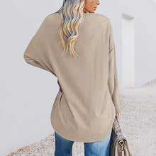 Ladda upp bild till gallerivisning, Enfärgad långärmad v-ringad topp