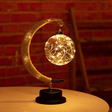 Ladda upp bild till gallerivisning, Handgjord garnrottingboll LED månformad lampa