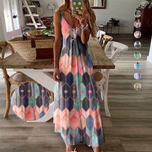 Ladda upp bild till gallerivisning, Geometriska tryckta ärmlösa klänningar för kvinnor